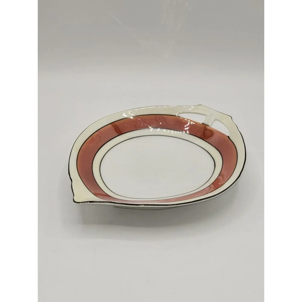 Bavaria Germany US Zone‎ Porcelain Bonbon Relish Dish Copper Luster 7.25